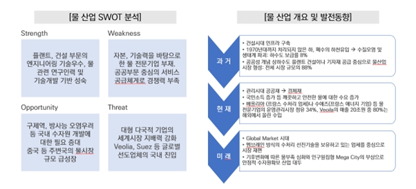 이미지: 국내 물산업의 swot분석 및 물산업 value chain