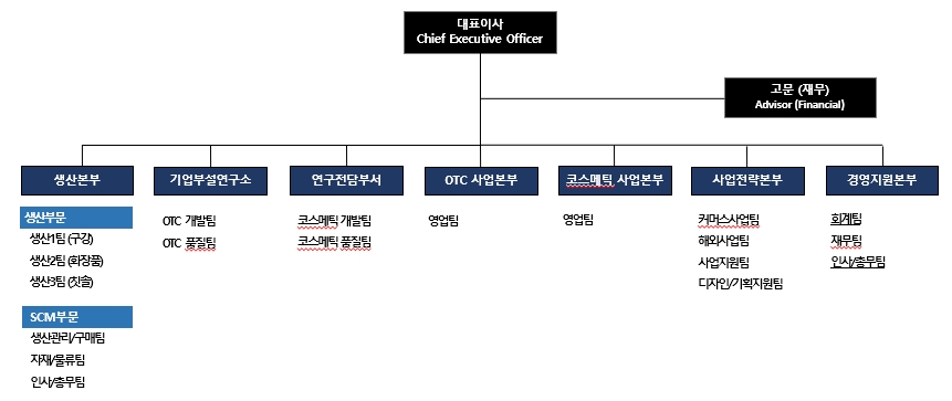 이미지: 케이엠제약(주) 조직도