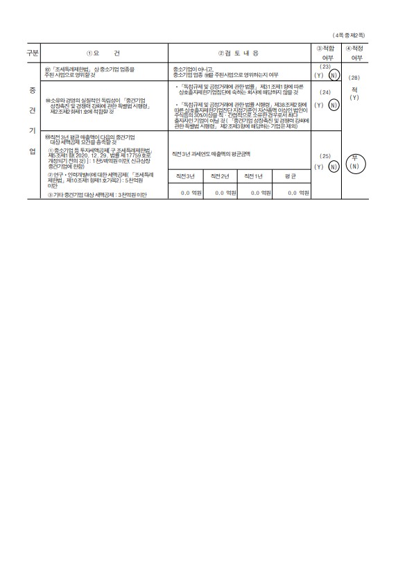 이미지: 중소기업 등 기준검토표 2