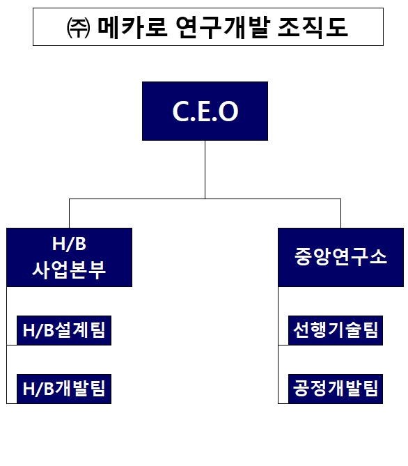 이미지: (주)메카로 연구개발 조직도 (20251231)
