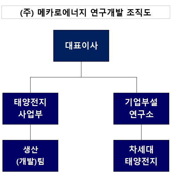 이미지: (주)메카로에너지 연구개발 조직도 (20251231)