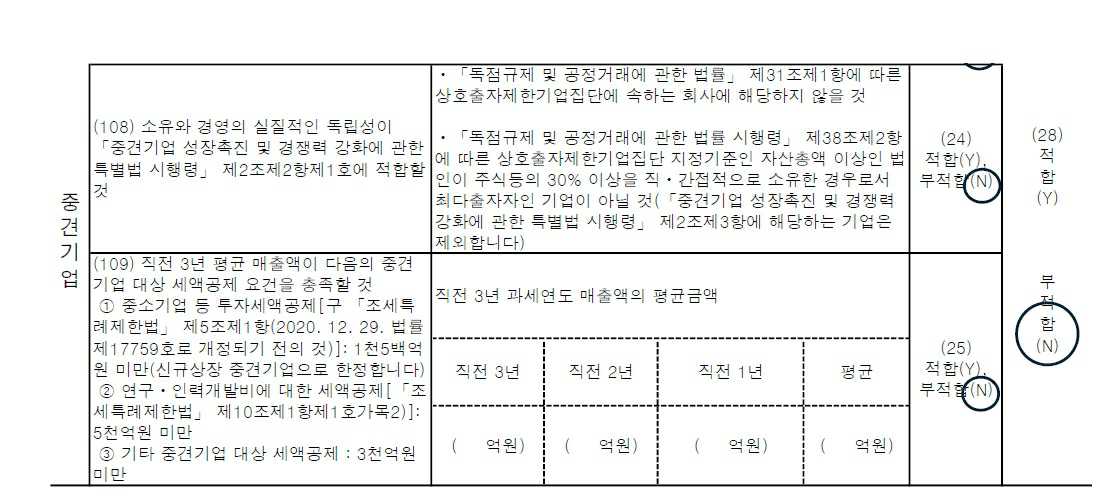 이미지: 중소기업 등 기준검토표(2)