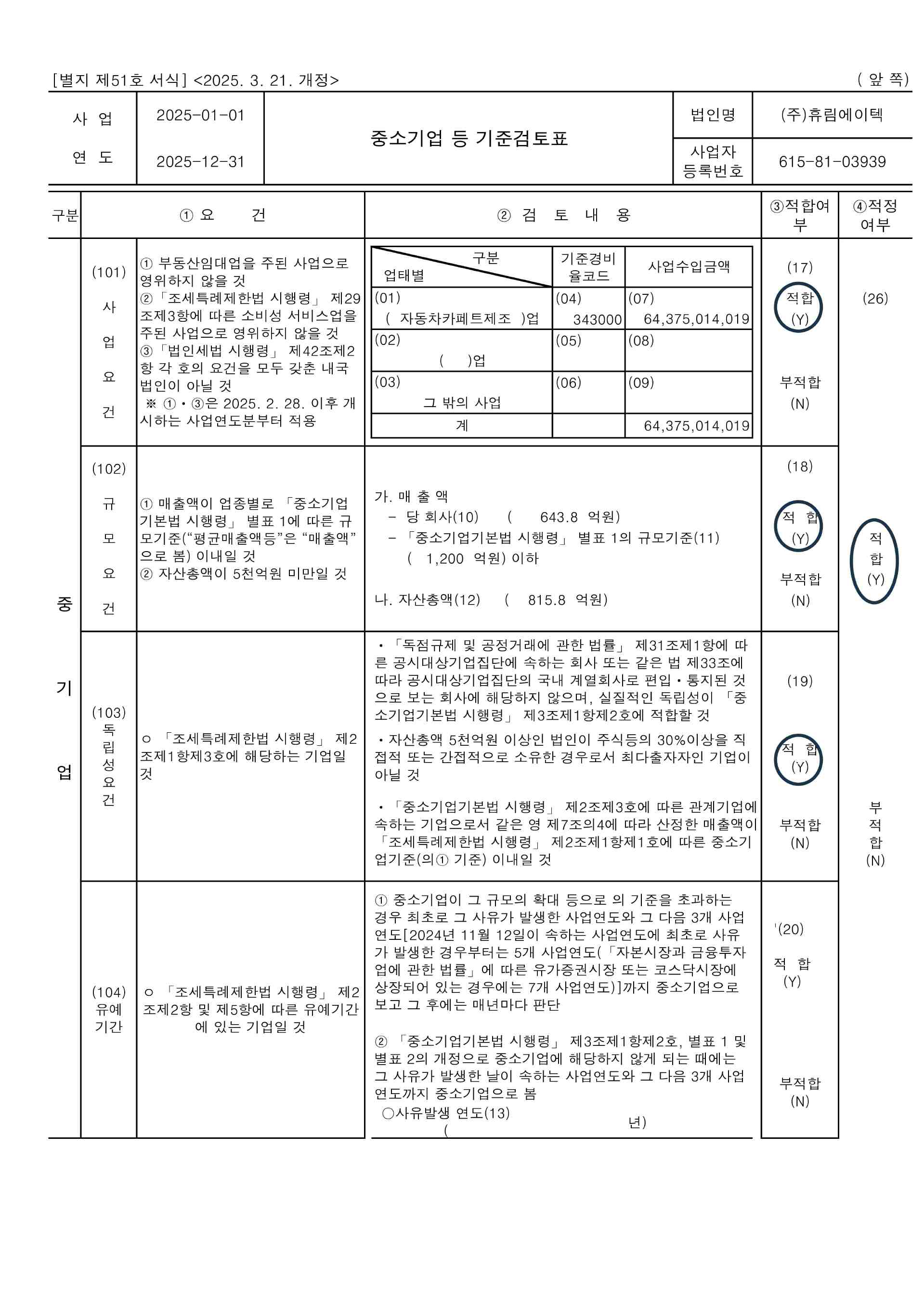 이미지: 휴림에이텍_25년 중소기업기준검토표)_1