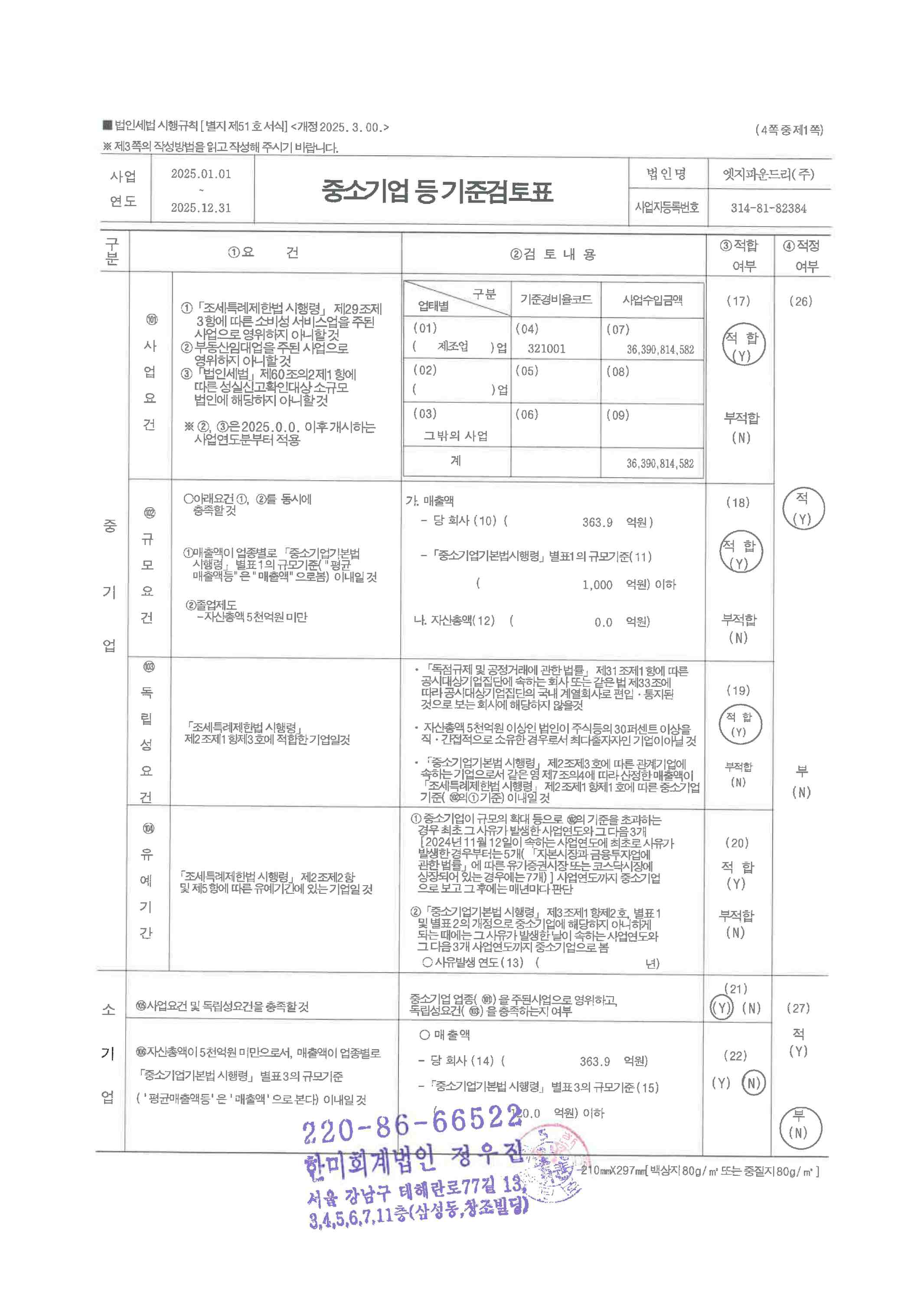 이미지: 중소기업 등 기준검토표_엣지파운드리_1