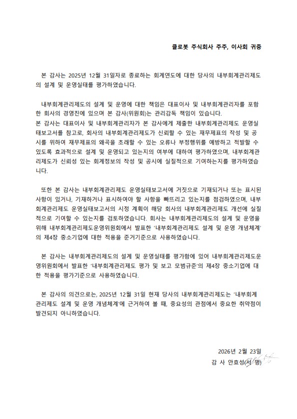 이미지: 내부회계관리제도 운영실태 보고서_클로봇_감사