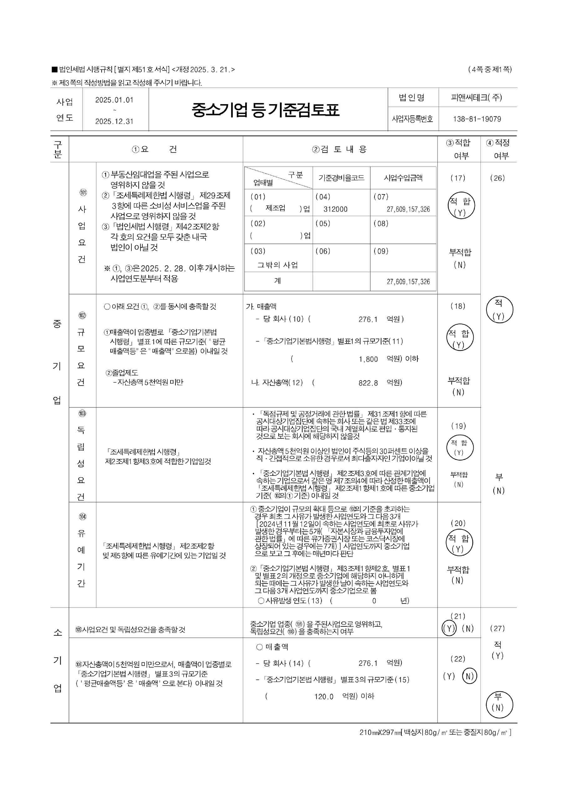 이미지: 중소기업 등 기준검토표