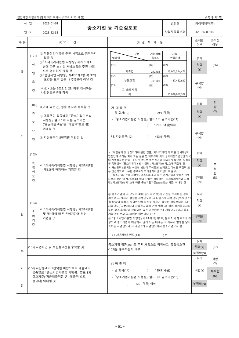 이미지: 중소기업 등 기준검토표